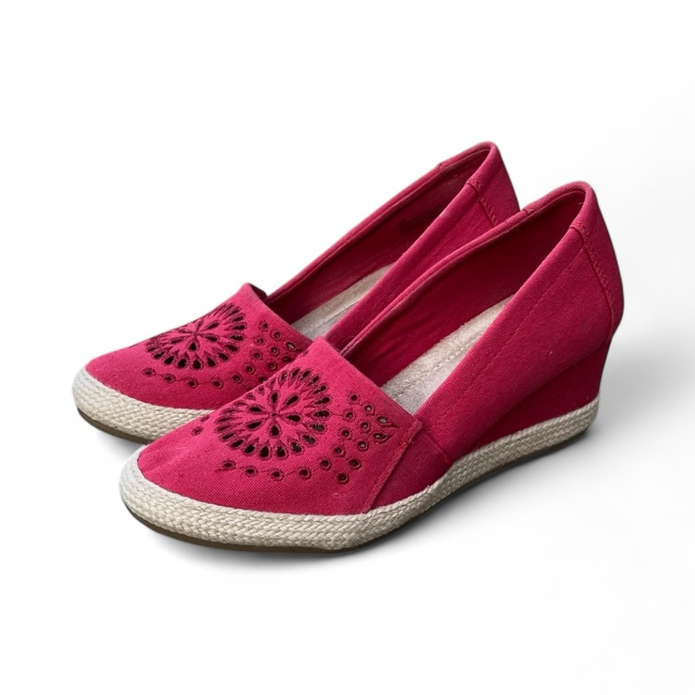 Mia Amore Franki Espadrille Wedge in Red Canvas w/ Memory Foam Sz 8